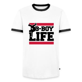 b_boy_life_c2 - T-shirt contrasté Homme - blanc/noir - Devant - AI Model Female 172 light (172cm) & AI Model Male 178 dark (178cm)