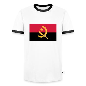 Angola Flagge - Männer Kontrast-T-Shirt - Weiß/Schwarz - Vorne - AI Model Female 172 light (172cm) & AI Model Male 178 dark (178cm)