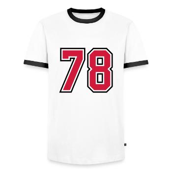 78 sports jersey football number - Männer Kontrast-T-Shirt - Weiß/Schwarz - Vorne - AI Model Female 172 light (172cm) & AI Model Male 178 dark (178cm)