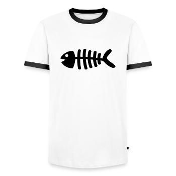 toter_fisch__f1 - Männer Kontrast-T-Shirt - Weiß/Schwarz - Vorne - AI Model Female 172 light (172cm) & AI Model Male 178 dark (178cm)