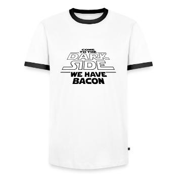 Dark Side Bacon - Männer Kontrast-T-Shirt - Weiß/Schwarz - Vorne - AI Model Female 172 light (172cm) & AI Model Male 178 dark (178cm)