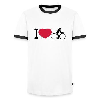 i love herz liebe fahrrad fahrer fahren biker spor - Männer Kontrast-T-Shirt - Weiß/Schwarz - Vorne - AI Model Female 172 light (172cm) & AI Model Male 178 dark (178cm)