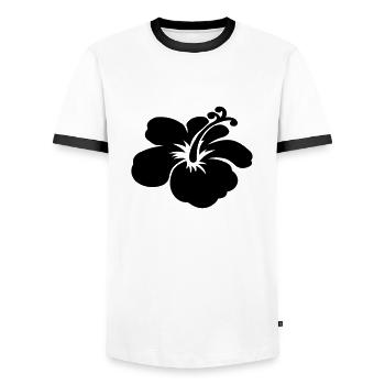 hibiscus - Men's Ringer Shirt - white/black - Front - AI Model Female 172 light (172cm) & AI Model Male 178 dark (178cm)