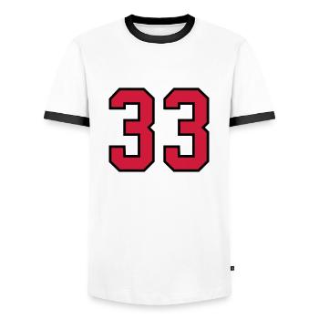 33 sports jersey football number new - Männer Kontrast-T-Shirt - Weiß/Schwarz - Vorne - AI Model Female 172 light (172cm) & AI Model Male 178 dark (178cm)