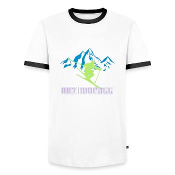 Skiing 007 - Men's Ringer Shirt - white/black - Front - AI Model Female 172 light (172cm) & AI Model Male 178 dark (178cm)