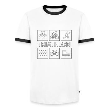 Triathlon - Men's Ringer Shirt - white/black - Front - AI Model Female 172 light (172cm) & AI Model Male 178 dark (178cm)