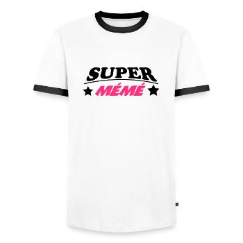 Super Mémé 222 - Männer Kontrast-T-Shirt - Weiß/Schwarz - Vorne - AI Model Female 172 light (172cm) & AI Model Male 178 dark (178cm)