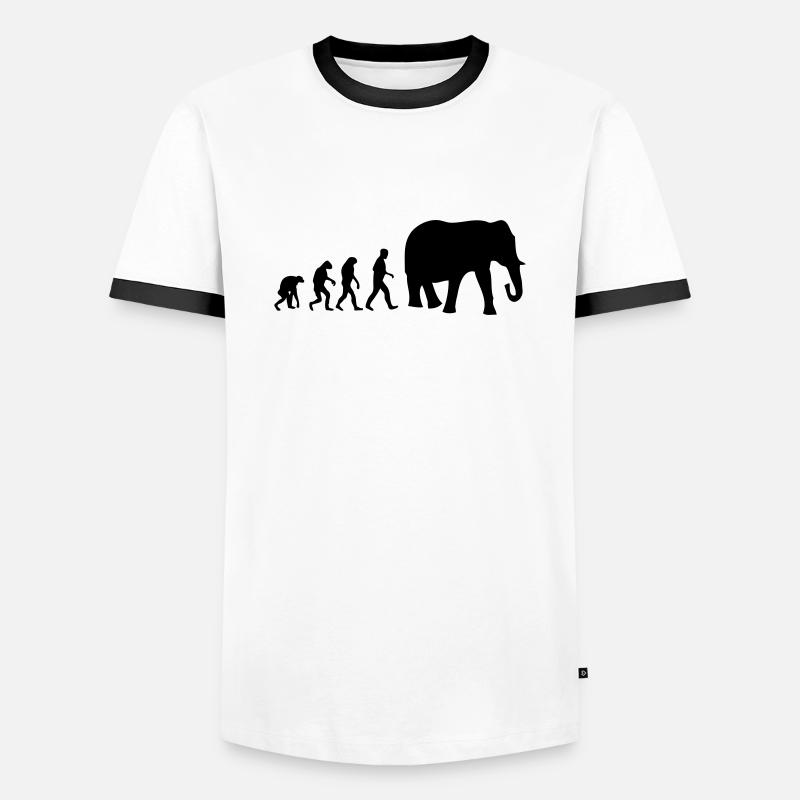 éléphant evolution - T-shirt contrasté Homme - blanc/noir