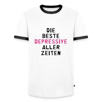 Depressiver - Depressive - Depressiv - Bipolar - Männer Kontrast-T-Shirt - Weiß/Schwarz - Vorne - AI Model Female 172 light (172cm) & AI Model Male 178 dark (178cm)