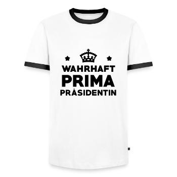 Präsident Präsidentin Anführer Boss Manager Büro - Männer Kontrast-T-Shirt - Weiß/Schwarz - Vorne - AI Model Female 172 light (172cm) & AI Model Male 178 dark (178cm)