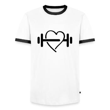 belt heart design - Männer Kontrast-T-Shirt - Weiß/Schwarz - Vorne - AI Model Female 172 light (172cm) & AI Model Male 178 dark (178cm)
