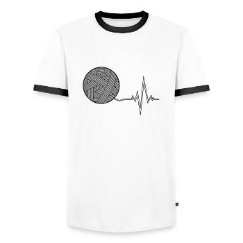EKG heartbeat wool - Men's Ringer Shirt - white/black - Front - AI Model Female 172 light (172cm) & AI Model Male 178 dark (178cm)