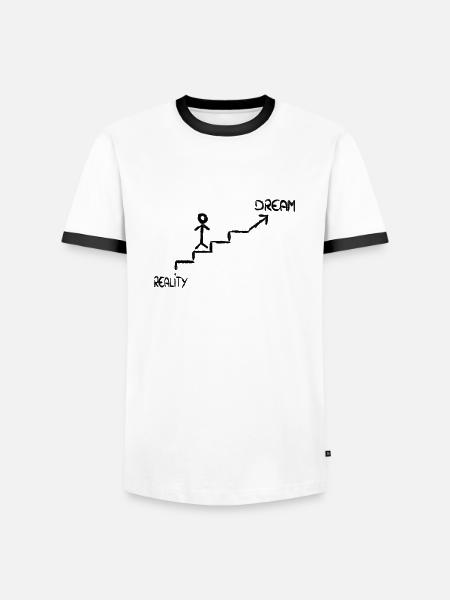 Reality to dream - Men's Ringer Shirt - white/black