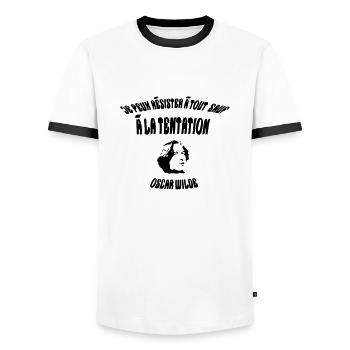 tentation - T-shirt contrasté Homme - blanc/noir - Devant - AI Model Female 172 light (172cm) & AI Model Male 178 dark (178cm)
