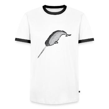 Narwal / Narwhal Design I - Männer Kontrast-T-Shirt - Weiß/Schwarz - Vorne - AI Model Female 172 light (172cm) & AI Model Male 178 dark (178cm)