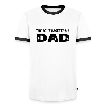 Basketball Dad Gift Amateur de basket- - T-shirt contrasté Homme - blanc/noir - Devant - AI Model Female 172 light (172cm) & AI Model Male 178 dark (178cm)