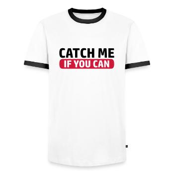 Spiel Catch Me - Männer Kontrast-T-Shirt - Weiß/Schwarz - Vorne - AI Model Female 172 light (172cm) & AI Model Male 178 dark (178cm)