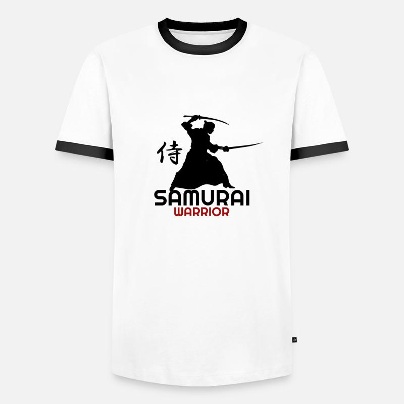 Samurai, Samurai-t-Shirts, Samurai-Hoodies - Männer Kontrast-T-Shirt - Weiß/Schwarz