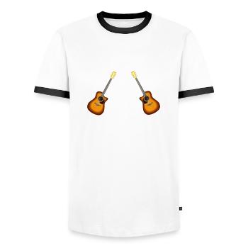 Rock Music Rock and Roll Guitar - Men's Ringer Shirt - white/black - Front - AI Model Female 172 light (172cm) & AI Model Male 178 dark (178cm)