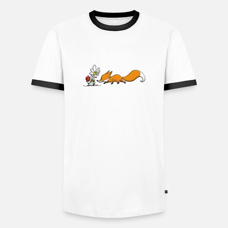 Fuchs Fuchs Blume - Männer Kontrast-T-Shirt - Weiß/Schwarz