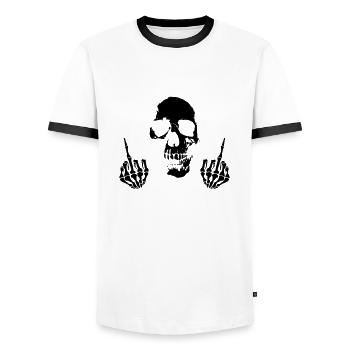 skull moyen-doigt - T-shirt contrasté Homme - blanc/noir - Devant - AI Model Female 172 light (172cm) & AI Model Male 178 dark (178cm)