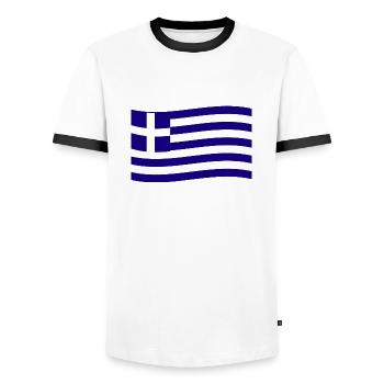 Grèce Drapeau grec Hellas Hellène - T-shirt contrasté Homme - blanc/noir - Devant - AI Model Female 172 light (172cm) & AI Model Male 178 dark (178cm)