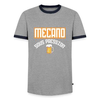 Mécano sous pression cadeau homme mécanique - T-shirt contrasté Homme - gris/marine  - Devant - AI Model Female 172 light (172cm) & AI Model Male 178 light (178cm)