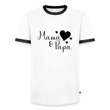 Mama und Papa - Männer Kontrast-T-Shirt - Weiß/Schwarz - Vorne - AI Model Female 172 light (172cm) & AI Model Male 178 dark (178cm)