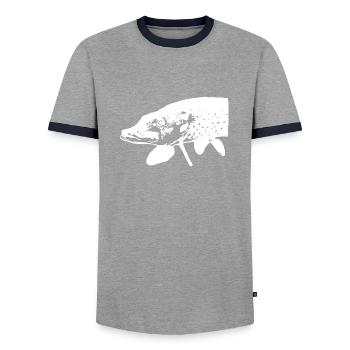 Brochet - T-shirt contrasté Homme - gris/marine  - Devant - AI Model Female 172 light (172cm) & AI Model Male 178 light (178cm)