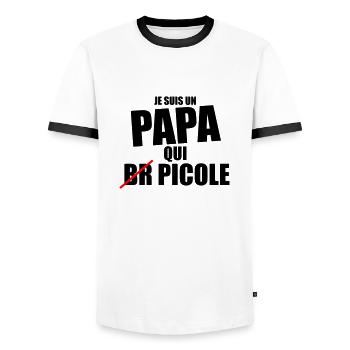 je suis papa qui picole - cadeau papa anniversaire - T-shirt contrasté Homme - blanc/noir - Devant - AI Model Female 172 light (172cm) & AI Model Male 178 dark (178cm)