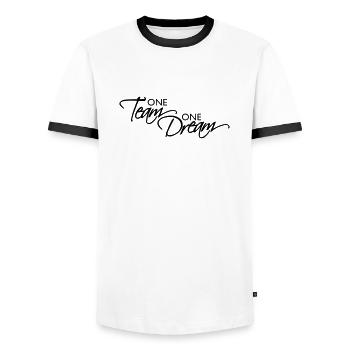Lettering One Team - Men's Ringer Shirt - white/black - Front - AI Model Female 172 light (172cm) & AI Model Male 178 dark (178cm)