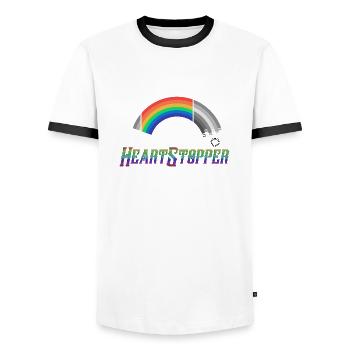 Heartstopper Herzstopper Regenbogen LBGTQIA+ - Männer Kontrast-T-Shirt - Weiß/Schwarz - Vorne - AI Model Female 172 light (172cm) & AI Model Male 178 dark (178cm)