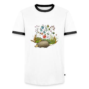 Hedgehog - Men's Ringer Shirt - white/black - Front - AI Model Female 172 light (172cm) & AI Model Male 178 dark (178cm)