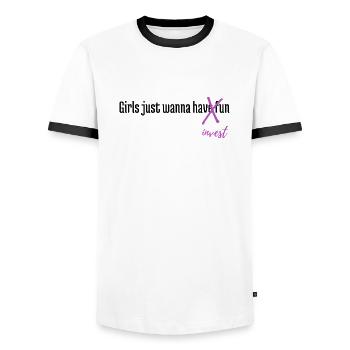 Girls just wanna invest - Männer Kontrast-T-Shirt - Weiß/Schwarz - Vorne - AI Model Female 172 light (172cm) & AI Model Male 178 dark (178cm)