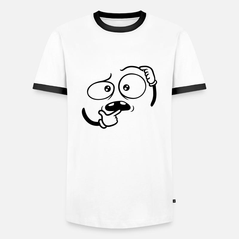 Doubtful Hand Gesture Face - Men's Ringer Shirt - white/black