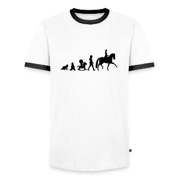 svg Evolution Dressur Reiter - Männer Kontrast-T-Shirt - Weiß/Schwarz - Vorne - AI Model Female 172 light (172cm) & AI Model Male 178 dark (178cm)