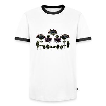 Flowers - Men's Ringer Shirt - white/black - Front - AI Model Female 172 light (172cm) & AI Model Male 178 dark (178cm)