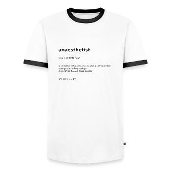 Funny Anaesthetist Definition - Syringe Pusher - Men's Ringer Shirt - white/black - Front - AI Model Female 172 light (172cm) & AI Model Male 178 dark (178cm)