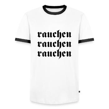 Rauchen - Männer Kontrast-T-Shirt - Weiß/Schwarz - Vorne - AI Model Female 172 light (172cm) & AI Model Male 178 dark (178cm)