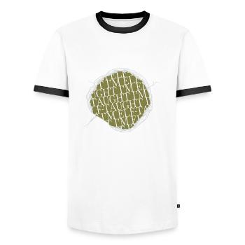 fun dino funny funny gym quote baby awesome - Men's Ringer Shirt - white/black - Front - AI Model Female 172 light (172cm) & AI Model Male 178 dark (178cm)