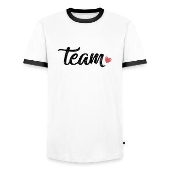 Équipe Herz - T-shirt contrasté Homme - blanc/noir - Devant - AI Model Female 172 light (172cm) & AI Model Male 178 dark (178cm)