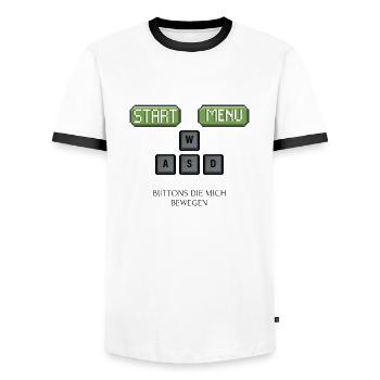 gaming x buttons - Männer Kontrast-T-Shirt - Weiß/Schwarz - Vorne - AI Model Female 172 light (172cm) & AI Model Male 178 dark (178cm)