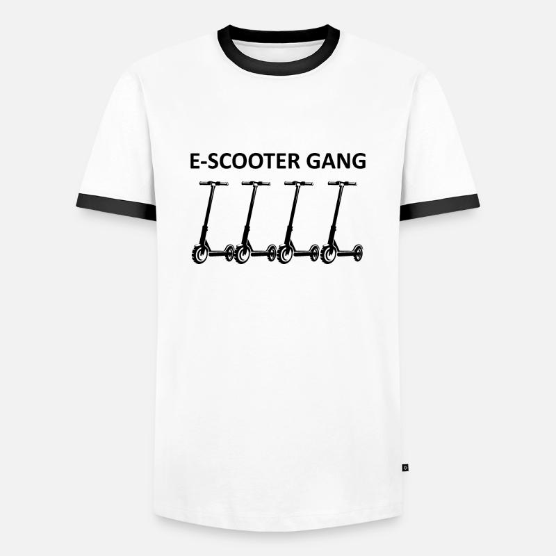 E-Scooter E-Roller Scooter - Männer Kontrast-T-Shirt - Weiß/Schwarz