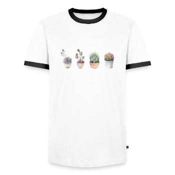 Succulents for plant lovers - Men's Ringer Shirt - white/black - Front - AI Model Female 172 light (172cm) & AI Model Male 178 dark (178cm)