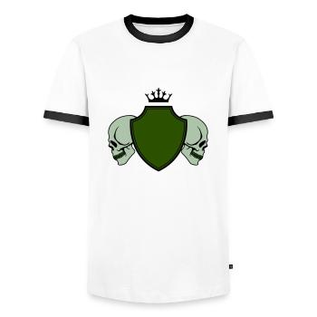 skull wappen - Männer Kontrast-T-Shirt - Weiß/Schwarz - Vorne - AI Model Female 172 light (172cm) & AI Model Male 178 dark (178cm)