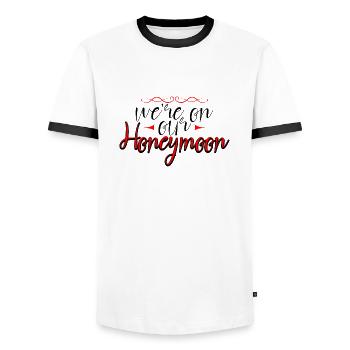 We're On Our Honeymoon 4 - Männer Kontrast-T-Shirt - Weiß/Schwarz - Vorne - AI Model Female 172 light (172cm) & AI Model Male 178 dark (178cm)