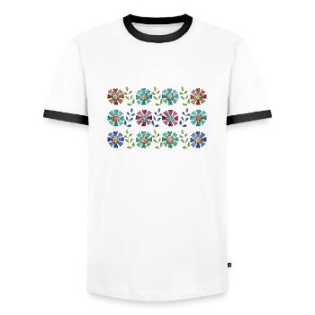 Blumen - Männer Kontrast-T-Shirt - Weiß/Schwarz - Vorne - AI Model Female 172 light (172cm) & AI Model Male 178 dark (178cm)