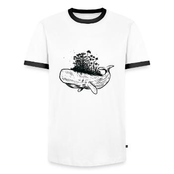 Whale forest - Men's Ringer Shirt - white/black - Front - AI Model Female 172 light (172cm) & AI Model Male 178 dark (178cm)