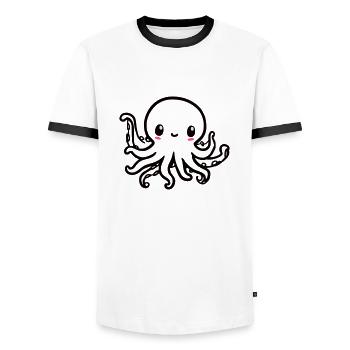Cute Octopus Kawaii - Men's Ringer Shirt - white/black - Front - AI Model Female 172 light (172cm) & AI Model Male 178 dark (178cm)