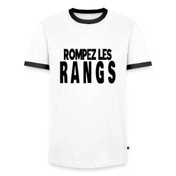 rompez les rangs - T-shirt contrasté Homme - blanc/noir - Devant - AI Model Female 172 light (172cm) & AI Model Male 178 dark (178cm)